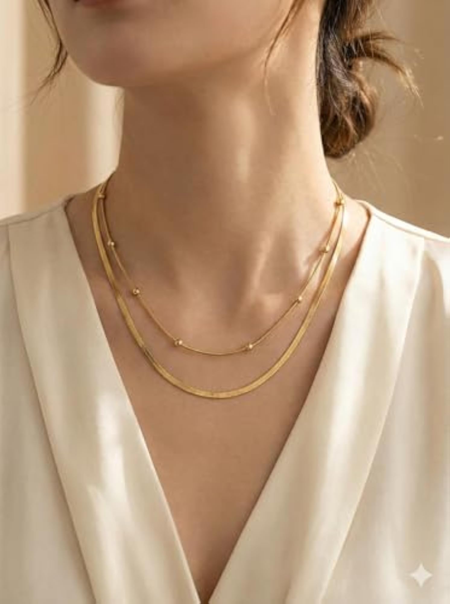 2 Layer Anti Tarnish Necklace for Women, Stylish Design